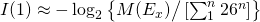 I(1) \approx -\log_2 \left\{ M(E_x) \big/ \left[\sum_1^n 26^n \right] \right\}
