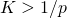 K > 1/p