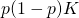 p(1-p)K