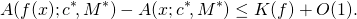 \[A(f(x); c^*\!, M^*) - A(x; c^*\!, M^*) \leq  K(f) + O(1).\]