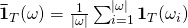 \mathbf{\bar{1}}_T(\omega) = \frac{1}{|\omega|} \sum_{i=1}^{|\omega|} \mathbf{1}_T(\omega_i)