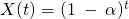 X(t) = (1\:-\:\alpha)^t