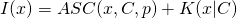 I(x) = ASC(x, C, p) + K(x|C)